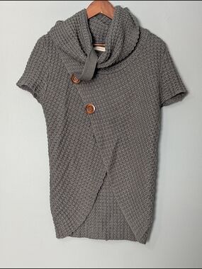 Women's‎ Short Sleeve Cowl Neck Knit Asymmetrical Sleeveless Sweater Vest